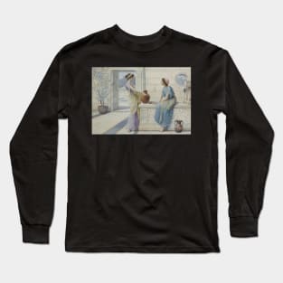 Two Women of Ancient Greece Filling their Water Jugs at a Fountain (Women of Corinth) by Henry Ryland Long Sleeve T-Shirt